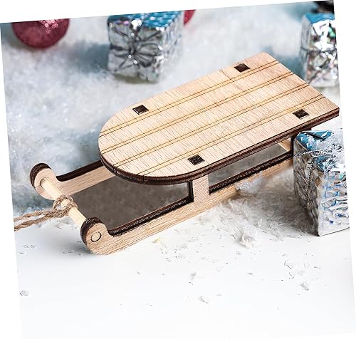 Miniatura 5 de The Office Ornaments 5 piezas de adornos de trineo de Navidad sin terminar de madera en miniatura para árbol de Navidad, decoración colgante de