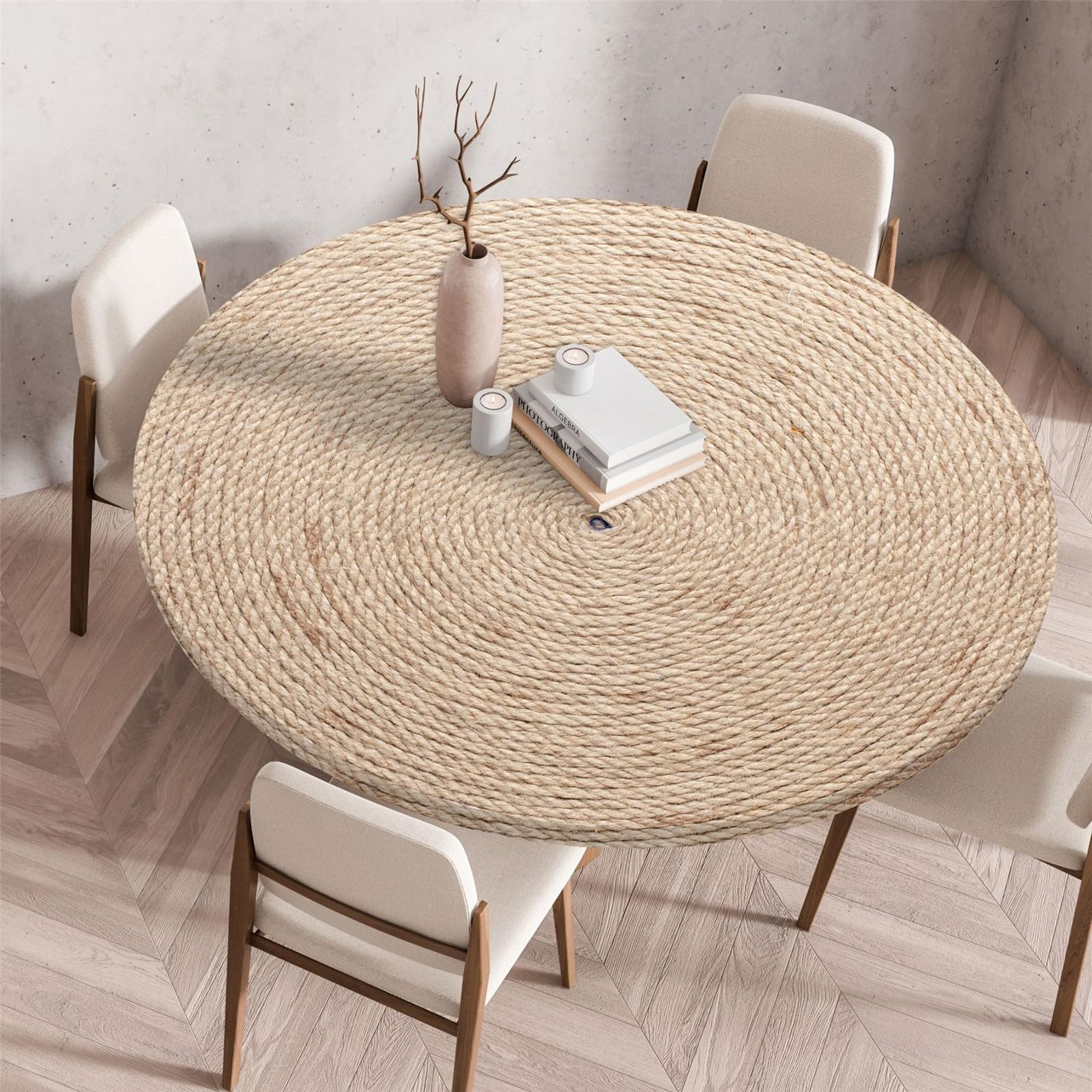 Odot Mantel Redondo Antimanchas Ajustable 3D Impresión Mantel Mesa Redonda Manteles de Mesa con Bordes Elástica Mantel Antimanchas Redondo para Picnic Comedor Cocina (80cm,Rota)