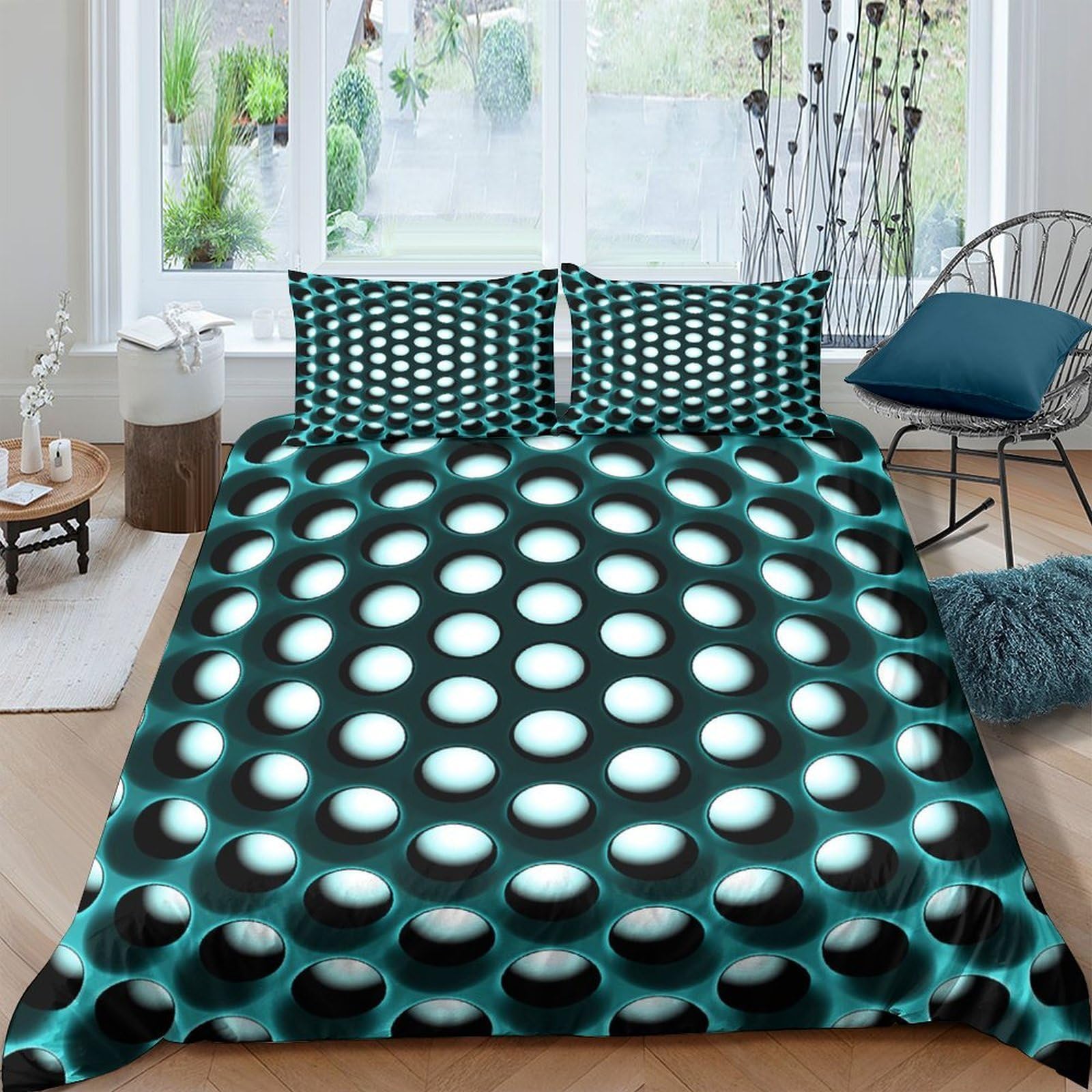 Ctjqhvkz Style-6 3D Printed Geometric Dots Fitted Sheet Microfiber Black White Optical Illusion Bed Cover For Bedroom Guest Room Decor Single（135X200cm）