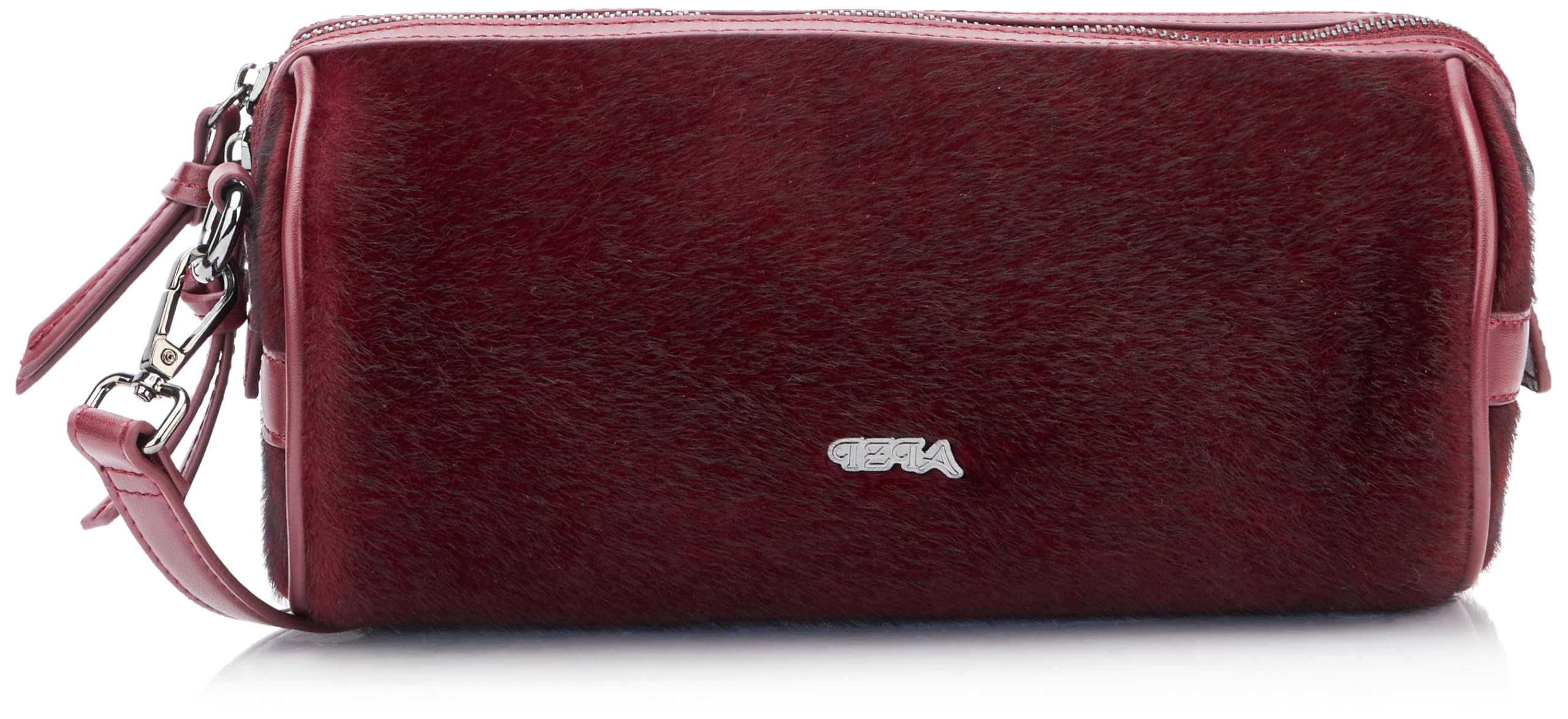 aleva Women's Faux Fur Handbag, DarkRed, One Size