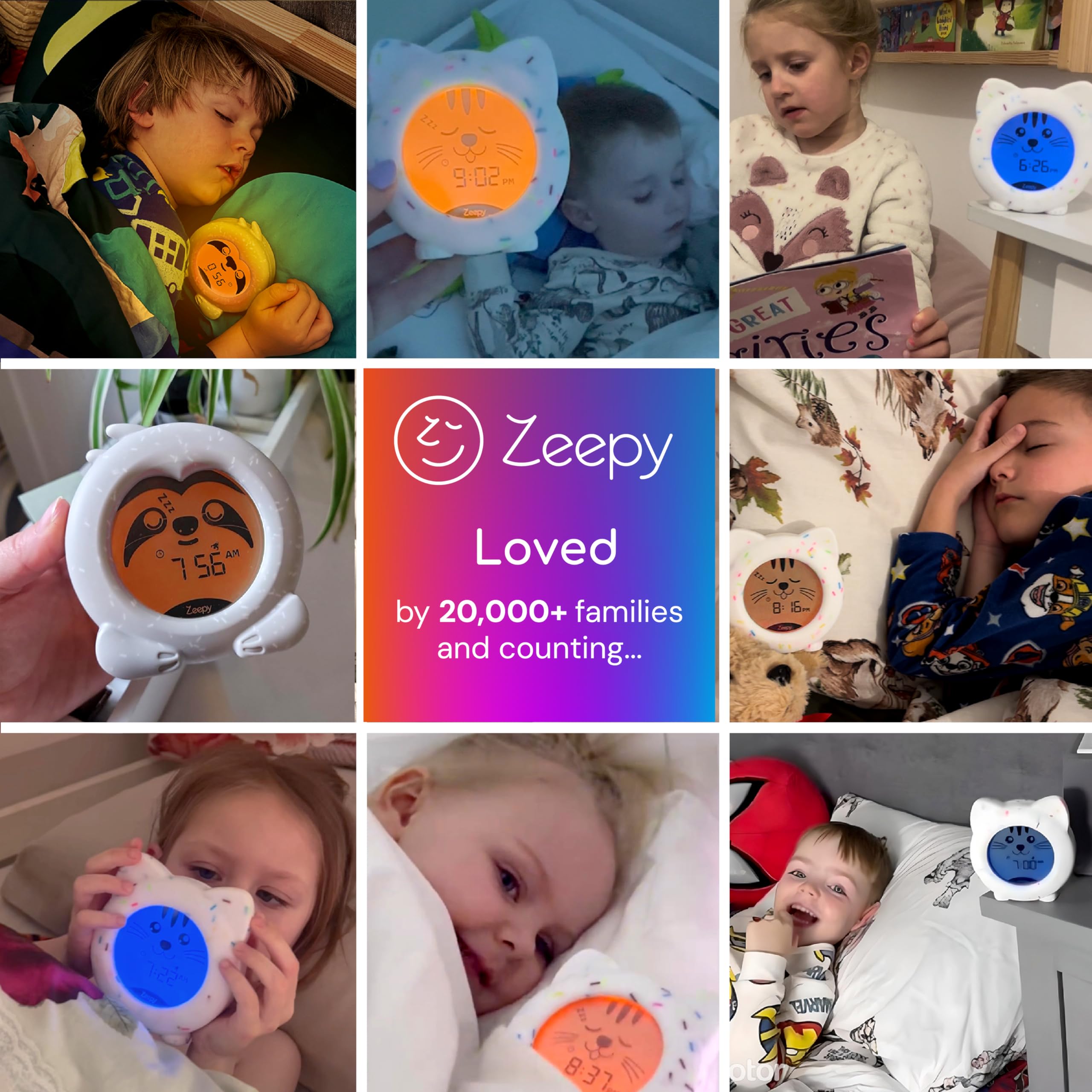 Zeepy Reloj de entrenamiento de sueño de 2 fases | Reloj para niños pequeños alimentado por USB | Reloj de entrenamiento de sueño a prueba de caídas para niños | Iluminación amigable para dormir para