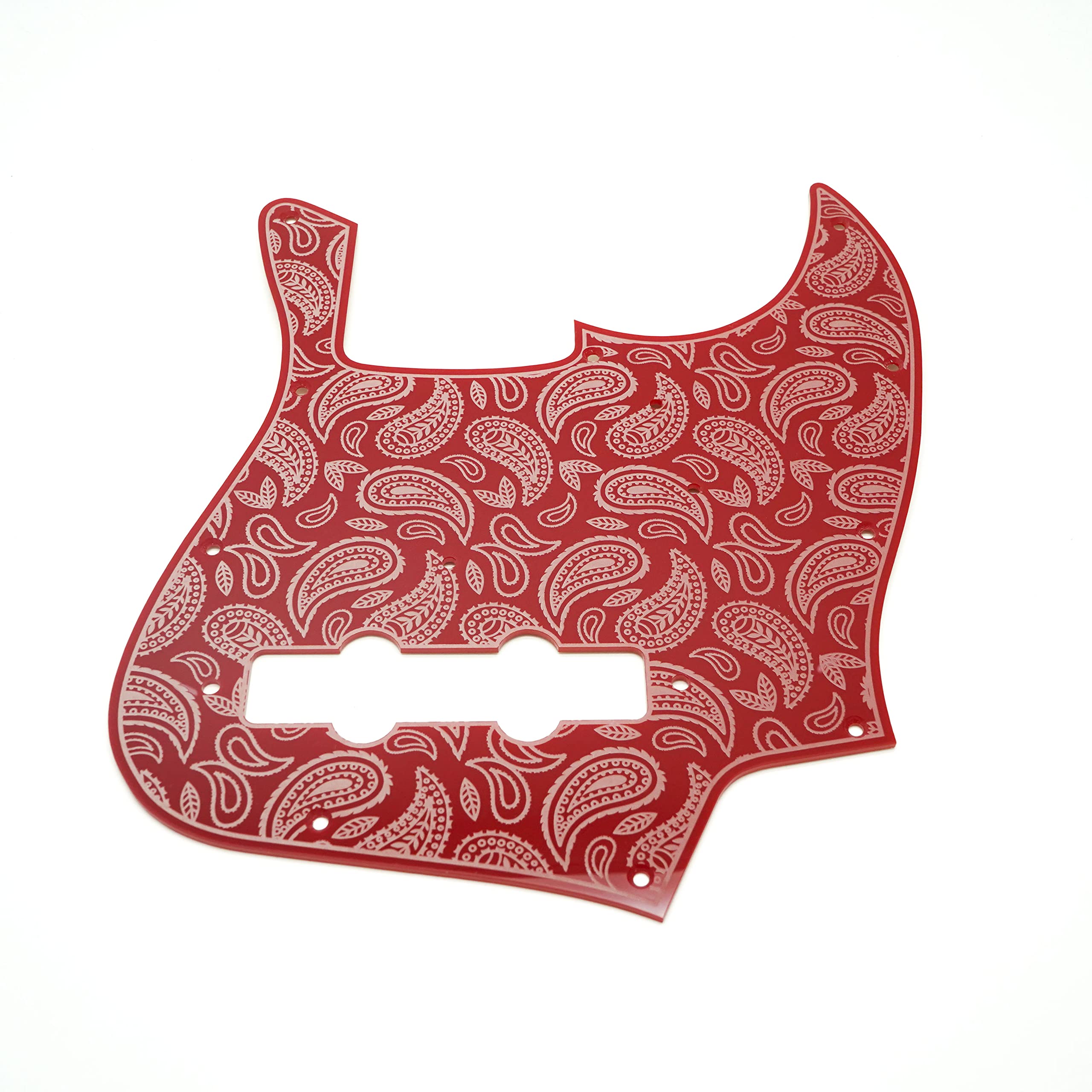 Amazon | ジャズベース用ピックガード 【ペイズリー彫刻】レッド