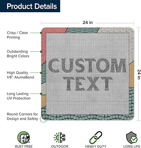 Miniatura 781 de My Sign Center - Letrero personalizado, 11 colores de fuente, 13 estilos de fuente, 4 opciones de agujero, 22 tamaños, 8 x 32 pulgadas, sin óxido,