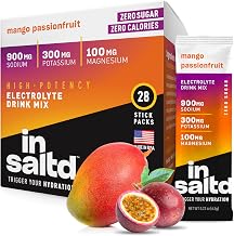 INSALTD™ Sugar Free Electrolytes Powder Packets with No Stevia Aftertaste | High-Potency Hydration Packets | Keto Electrolyte Drinks | Intermittent Fasting Drink Mix | 28 Pack (Mango Passionfruit)