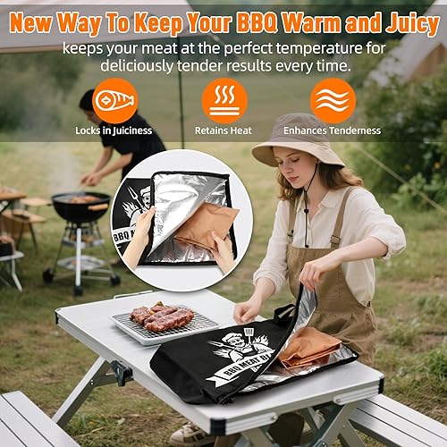 Miniatura 6 de Manta de barbacoa mejorada para descansar carne, accesorios para ahumadores, manta de pechuga, bolsa de descanso de carne aislada con boca ancha