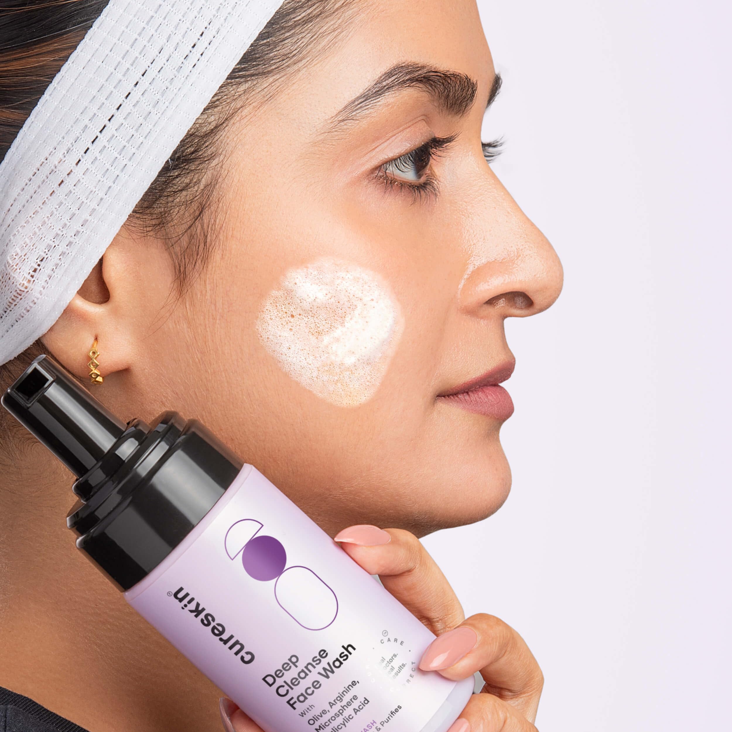 Cureskin Detergente per il viso per la pulizia profonda, per pelli grasse, miste, inclini all'acne, per uomini e donne, contiene AHA – BHA detergente viso con acido salicilico, acido glicolico, aloe,