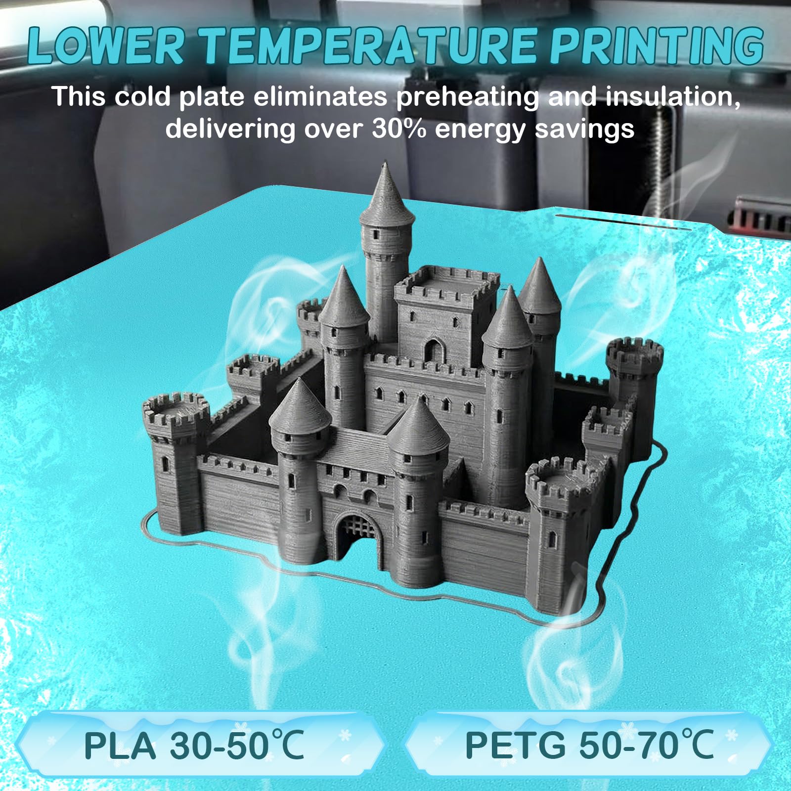 X2D P1S P2S A1 X1C Cool Build Plate for Bambulab 257x257mm, P2S P1S Cold Druckplatte PLA 30-50℃ Niedrige Temperatur Platte for Bambu Lab X2D P1S P2S A1 X1C X1 X1E 3D Printer Plattformen