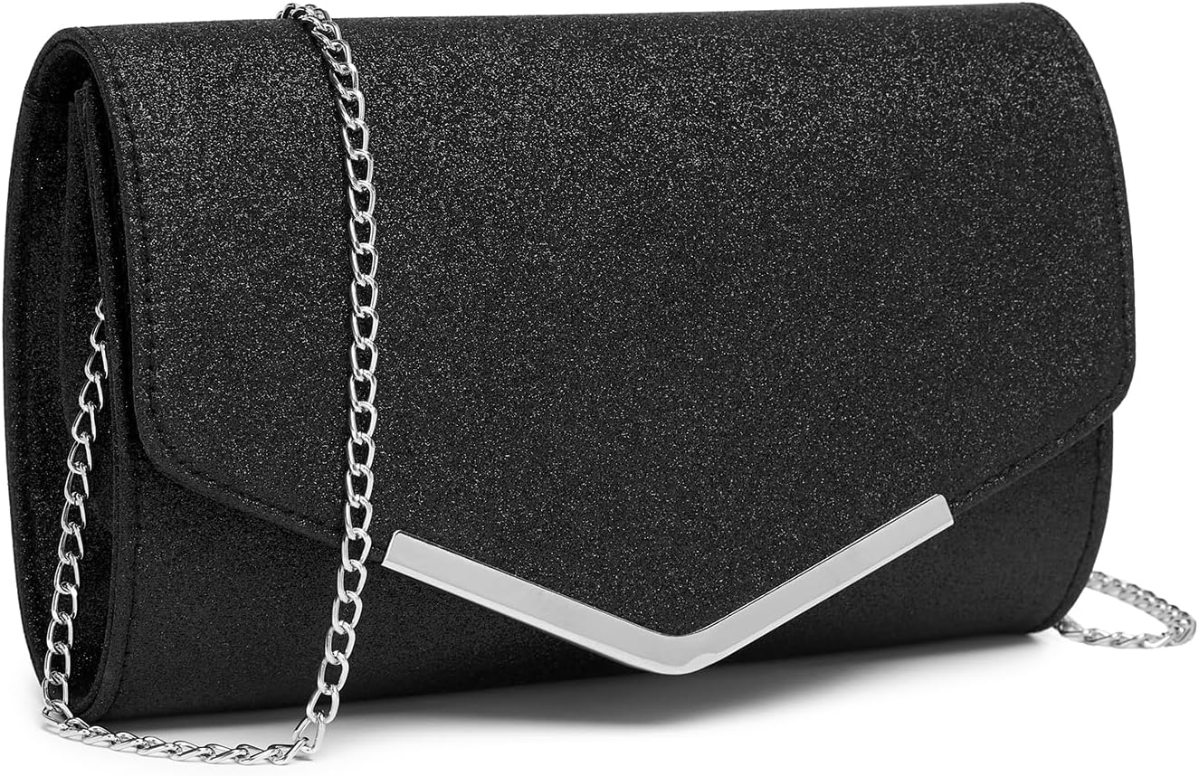 Miss Lulu Sparkly Evening Bag for Women with Detachable Chain Elegant Clutch Purse Fashion Crossbody Bag for Wedding Party Banquet Holiday