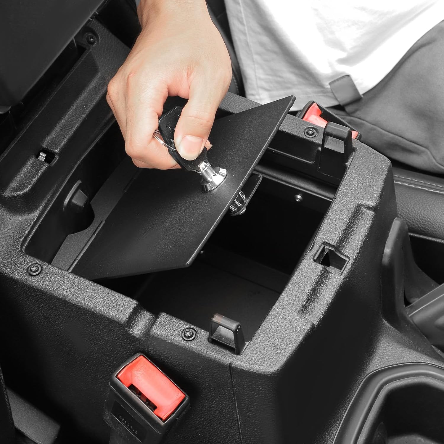 for Jeep Center Console Organizer Armrest Gun Lock Box with Key Storage Accessories fit for Jeep Wrangler JL JLU Gladiator JT 2018+