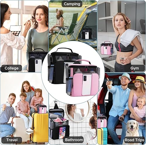 Miniatura 6 de Artículos esenciales de viaje colgantes, neceser colgante para viajes, mujeres y hombres, kit organizador de maquillaje y artículos de aseo