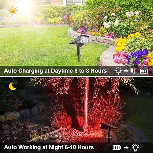 Miniatura 3 de T-SUNUS Focos solares de color paisaje, IP65, impermeables, luces de pared, 2 en 1, luz solar para paisajismo al aire libre para patio, jardín,