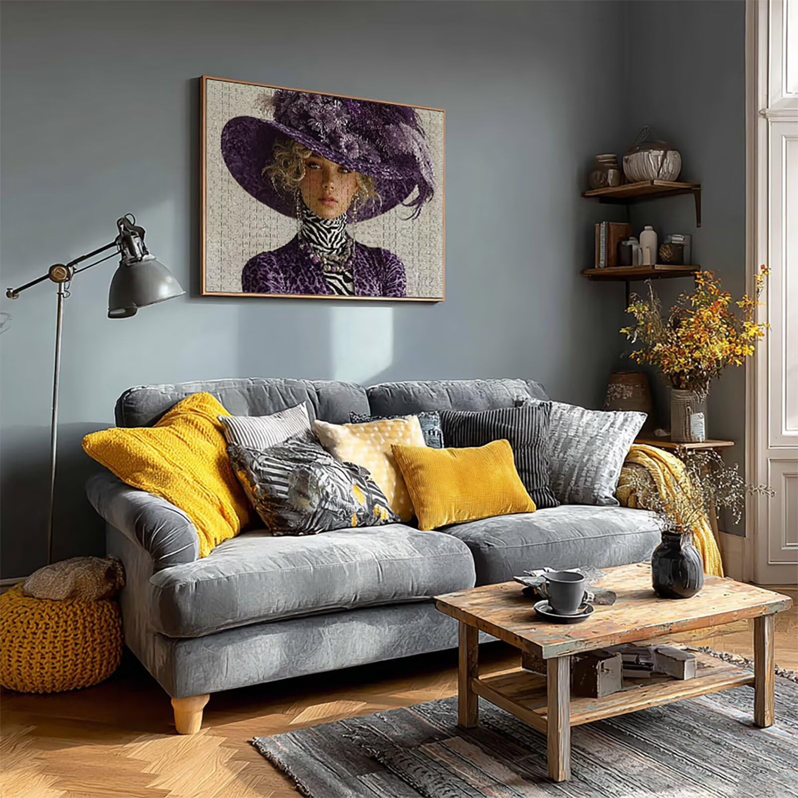 Puzzle 3000 elementów dla dorosłych, fioletowe, drewniane puzzle, 122 x 81 cm, części ściśle do siebie pasują, dla mężczyzn, kobiet, starszych seniorów, dekompresji, letnia dekoracja ścienna, prezenty