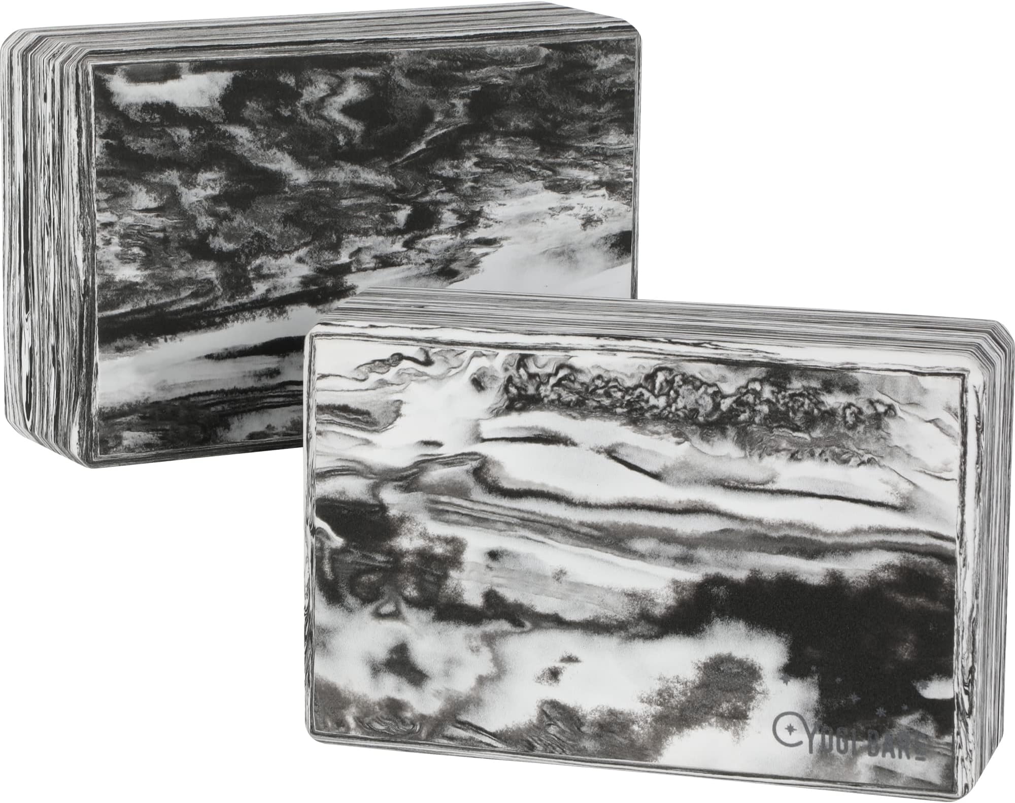 Yogi Bare Marble Yoga Block - Set of 2 Firm EVA Foam Yoga Brick - Pilates, Yoga Exercise Equipment & Meditation Accessories - Latex Free - 22.5cm x 15cm x 7cm
