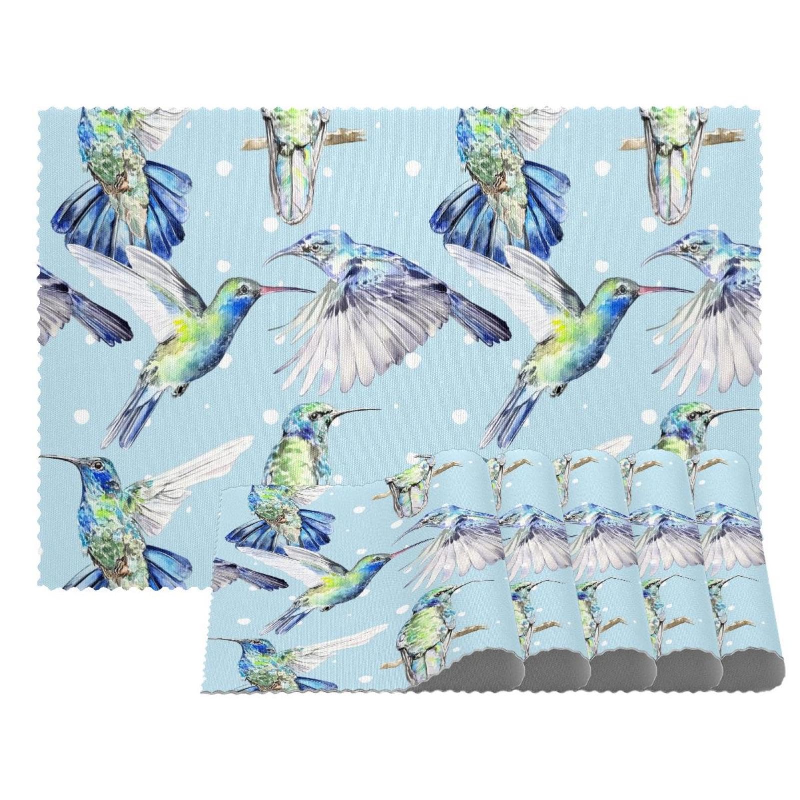 Set de table lavable anti-tache en tissu Oxford colibri, protection thermique lot de 4