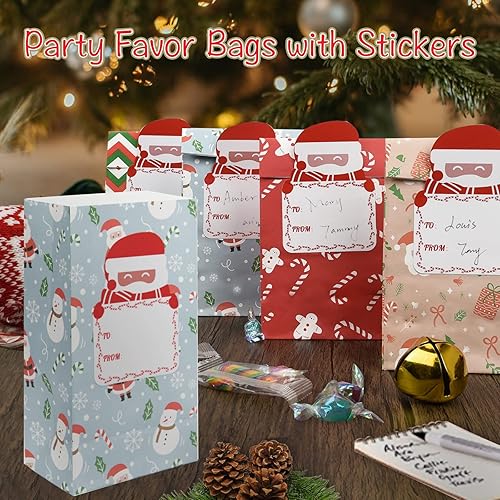 Miniatura 6 de 28 bolsas de regalo de Navidad, pequeñas bolsas de papel de regalo para niños, diseños surtidos de galletas de Navidad, bolsas de dulces con