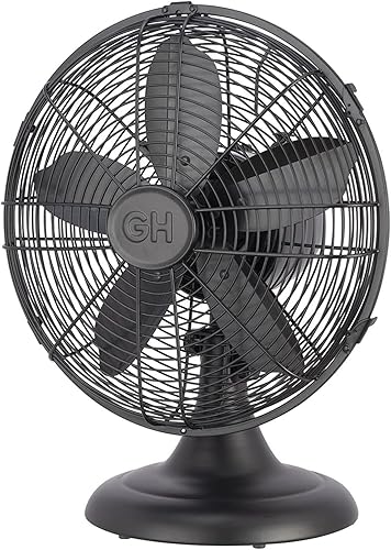 Vista 27 de Good Housekeeping 92606 Ventilador de mesa de oficina retro de 12 pulgadas con amplia oscilación, ajustes de 3 velocidades y asa de transporte, Rosa