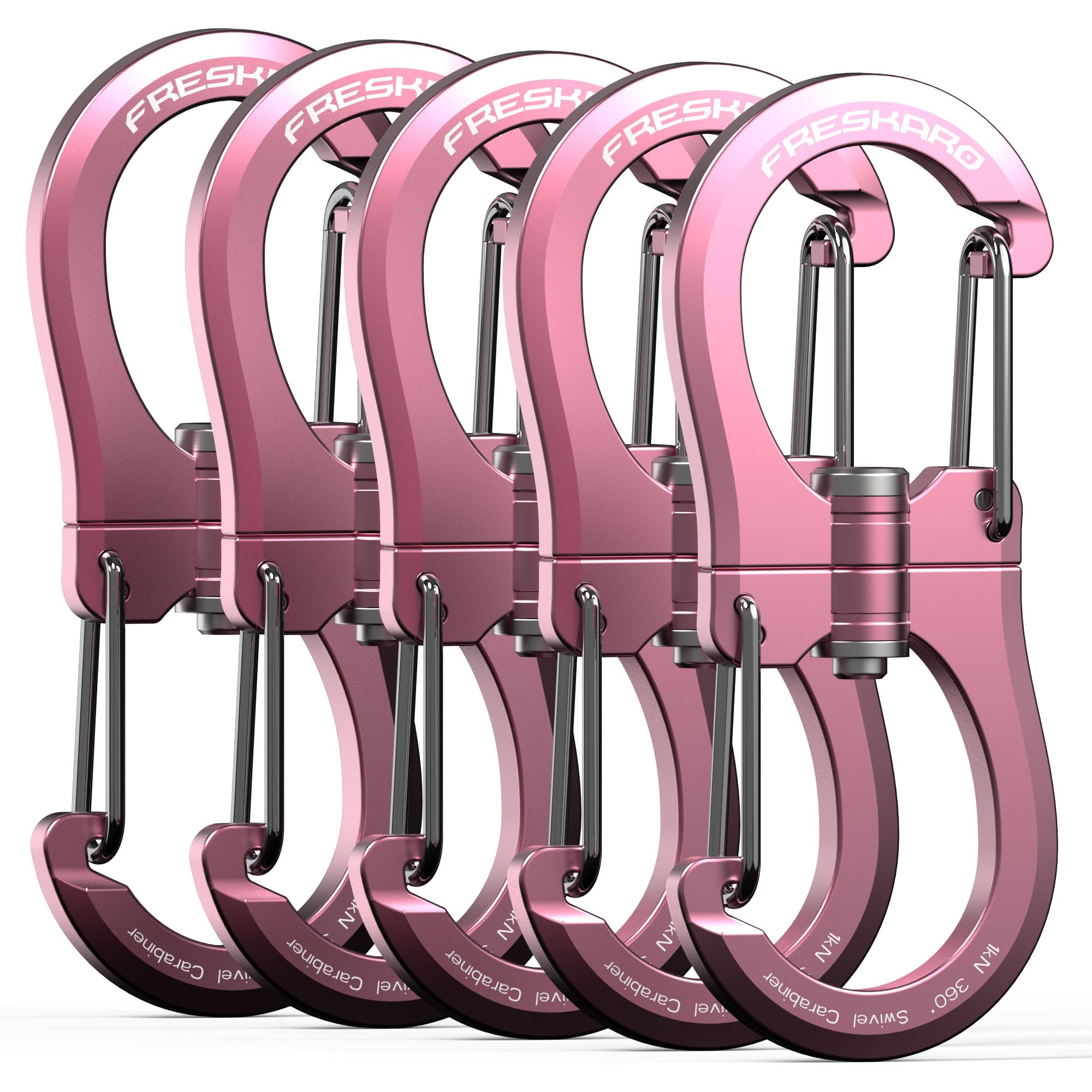 FresKaro 1kN Double-Ended Wiregate Carabiner Clip, Patented Design, Reversible 360 Spin, Lightweight Utility Hook for Hiking, Camping, Fishing,