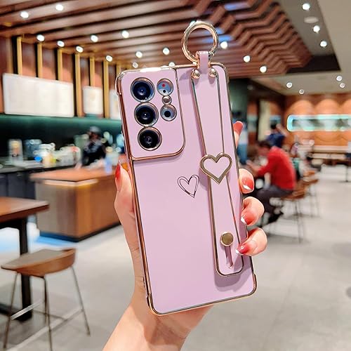 Vista 60 de ZTOFERA Funda para Samsung Galaxy A13 5G con correa para la muñeca, bonito borde chapado de lujo, patrón de corazones de amor para niñas y mujeres