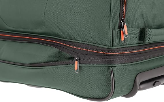 travelite Trolley Travel Bag with Wheels Large, Expandable Volume, Basics, Soft Luggage roll Bag with Expansion fold, 70 cm, 98-119 liters, Dark Green, size:70cm, Travel bag with wheels