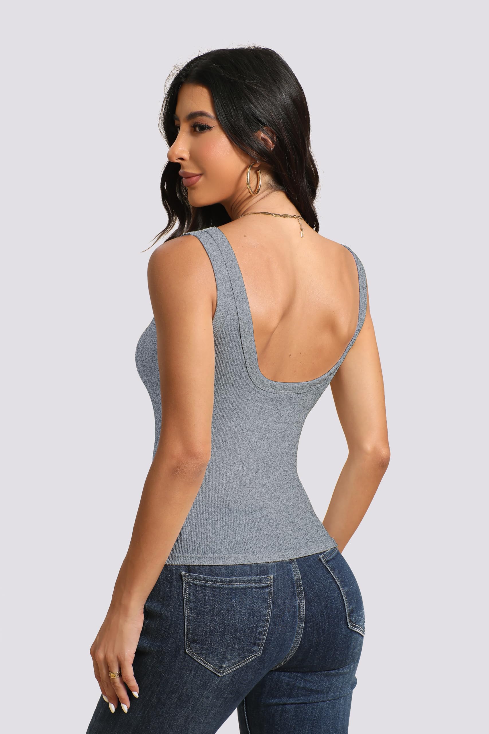Camiseta sin mangas con espalda en U para mujer, paquete de 3, brasier integrado, almohadillas extraíbles para gimnasio, yoga y exteriores, comodidad duradera