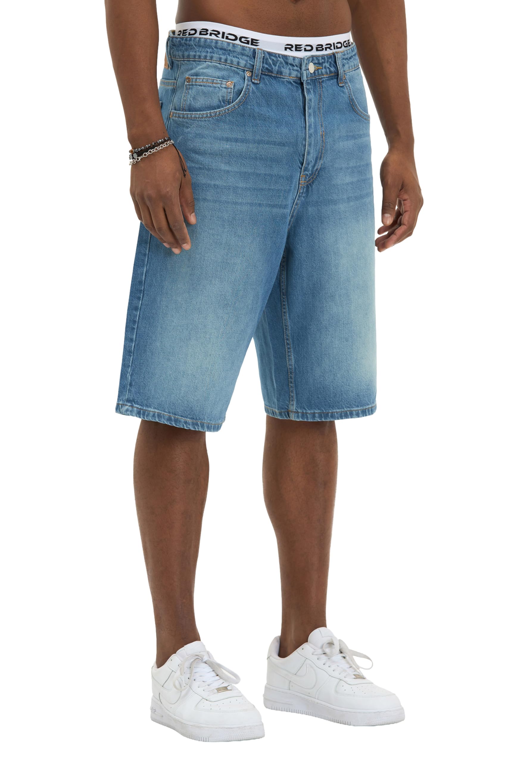 Redbridge Short en jean baggy pour homme - Short en denim large au look usé des années 90 - Bermuda décontracté en coton - Surdimensionné - Streetwear d'été