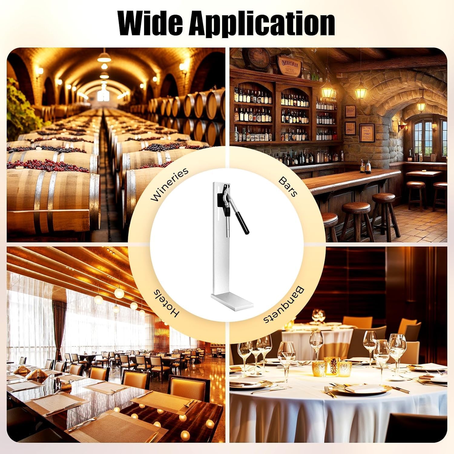 Manual Wine Bottle Corker Machine, Stainless Steel Cork Press with Adjustable Height for 0.2L-0.75L Bottles, 300+/Hour Efficient Bottling Kit for Home Winemaking, Bars, Wineries, Includes 2 POM Covers