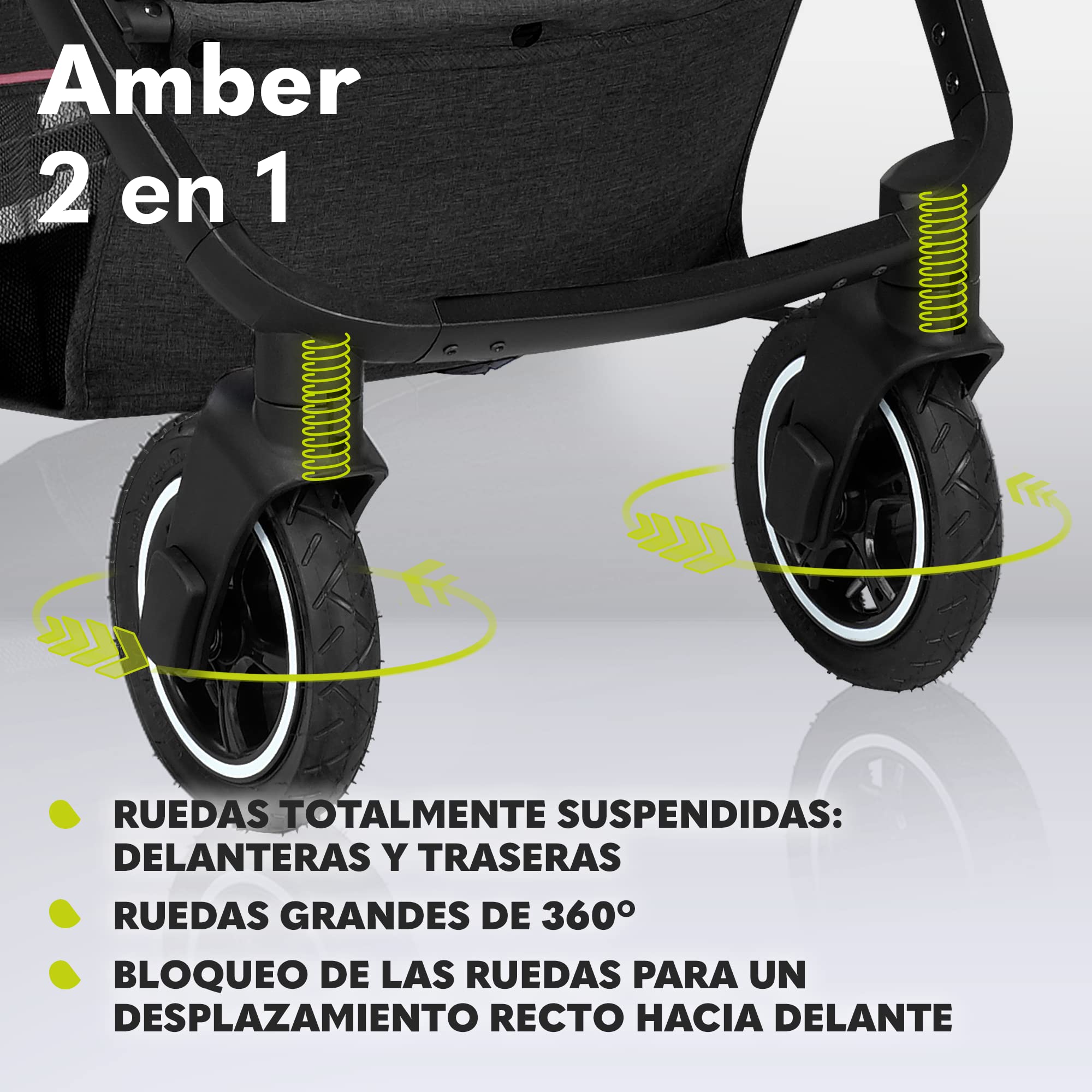 LIONELO Amber Coche de bebé multifuncional 2 en 1 Conjunto silla de paseo con el Asiento de Cubo e Capazo Manillar regulable Bolsa Mosquitero Protector de lluvia | Manillar regulable, bolsa, mosquitera y protector de lluvia incluidos