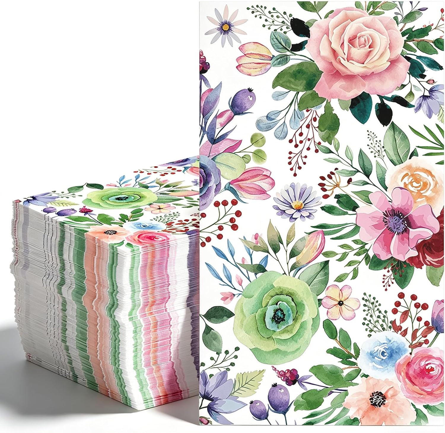 50Pcs Disposable Floral Paper Napkins Decorative Bathroom Guest Napkins Watercolor Flower Hand Towels Dinner Party Napkins for Wedding Birthday Baby Shower Table Decor