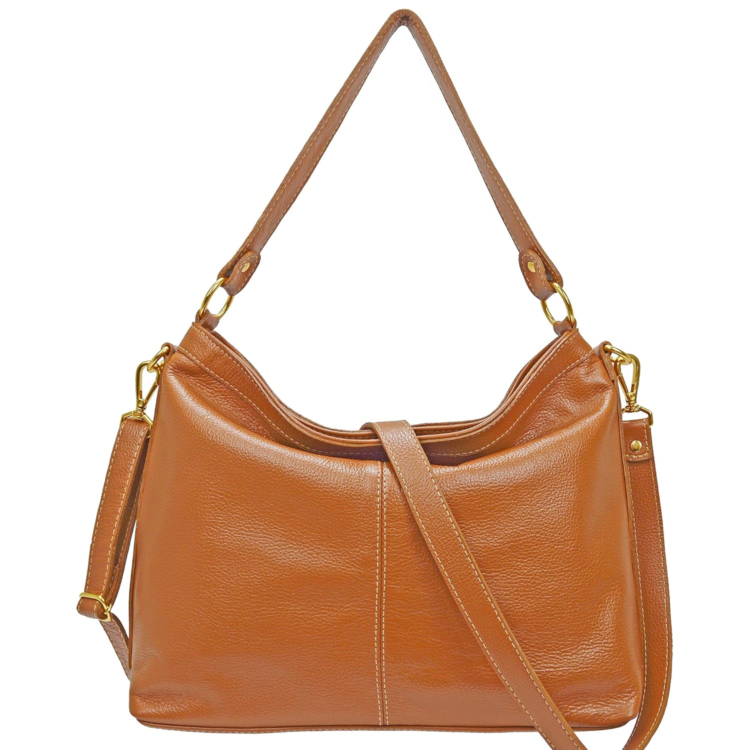 Bolsa Feminina Transversal e Ombro Couro Legítimo com Zíper Tamanho Médio MDXB348