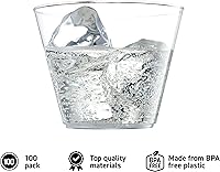 Vista 2 de Vaso transparente, paquete de 9 onzas, vasos desechables y reutilizables para fiestas, bodas y vacaciones, 100 vasos de plástico transparente