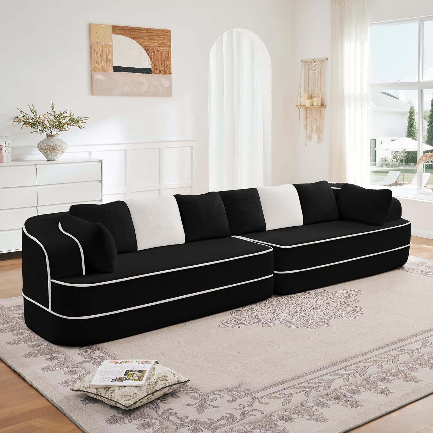 KEIKI Modular Boneless Sectional Teddy Couch with Full