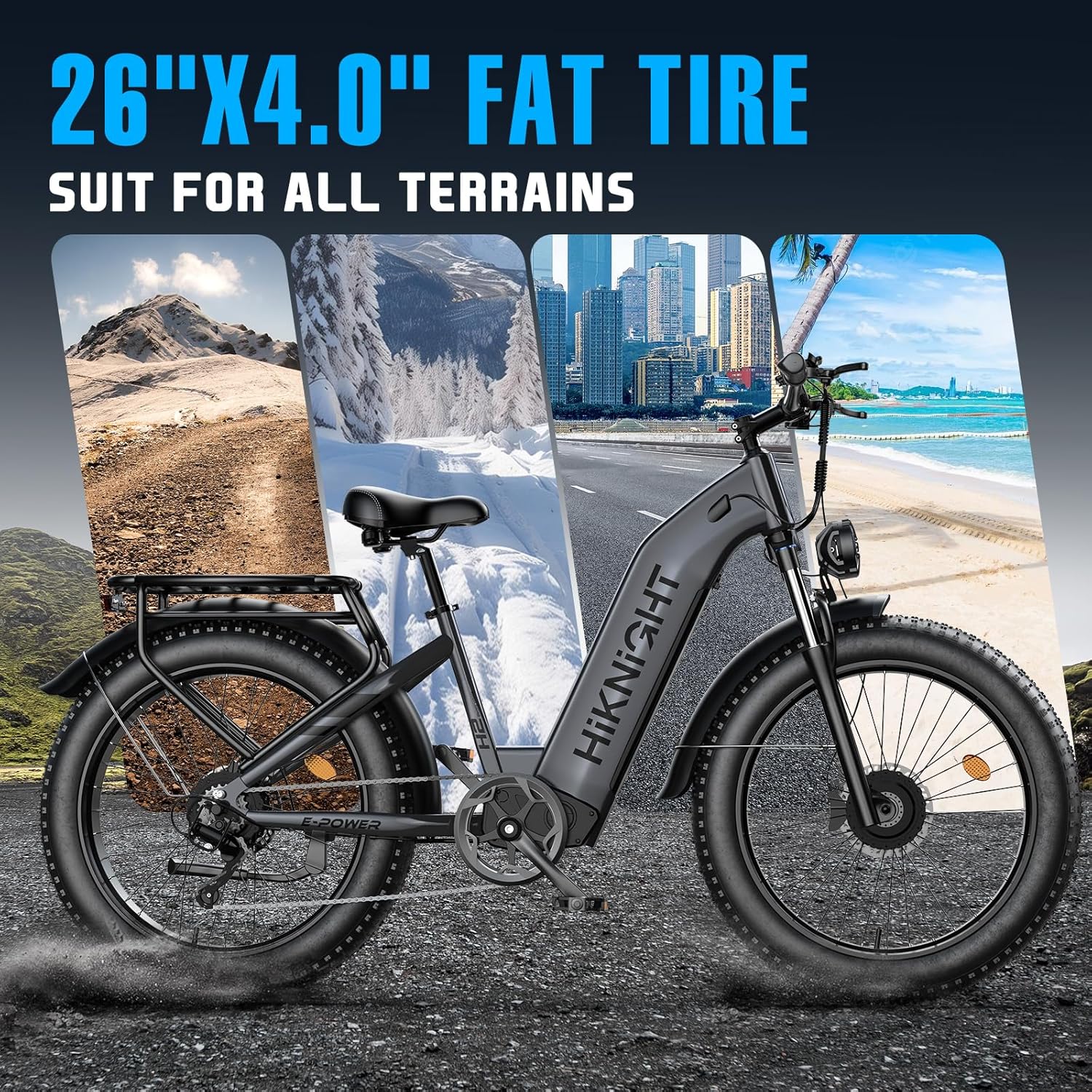 Dual Motor Electric Bike for Adults, 3000W Peak 52V 20AH Battery E Bike 26" x 4.0" Fat Tire Electric Mountain Bike Step-Thru Electric Bicycle for Women/Men, Up to 38MPH, Dual Hydraulic Brake