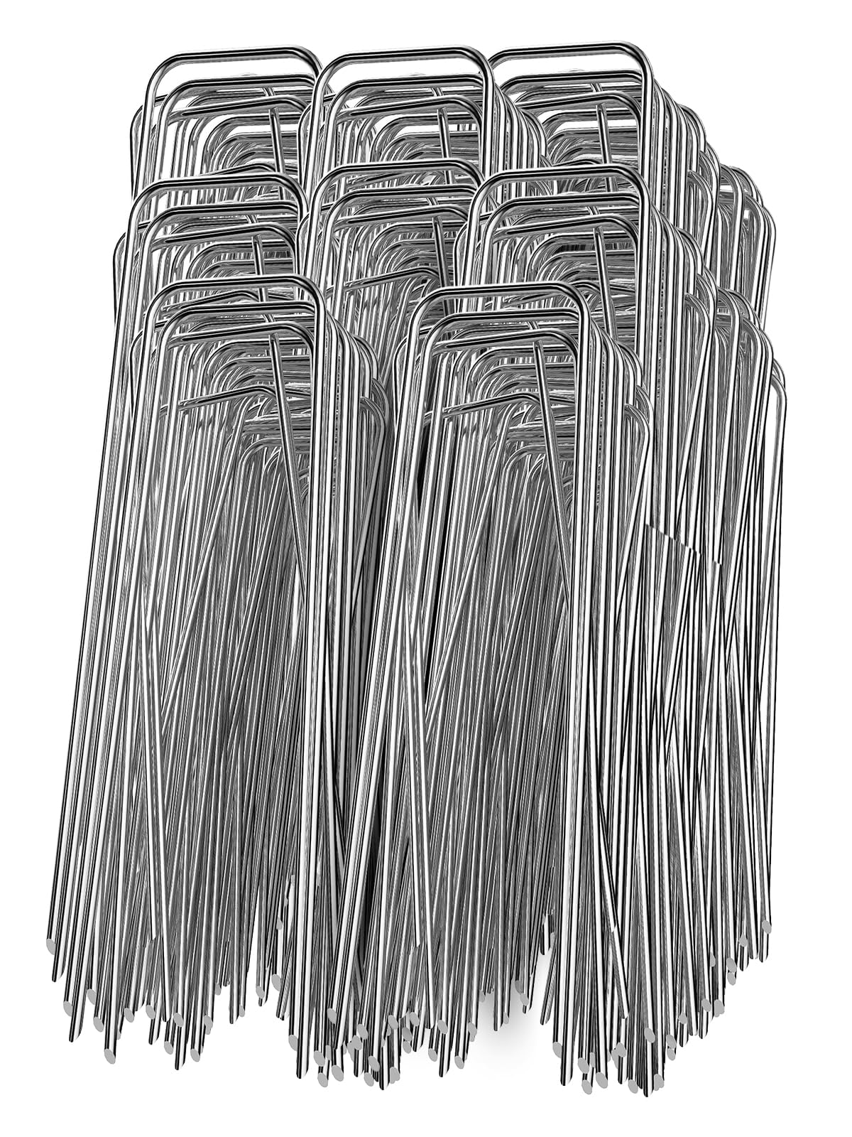 GROWNEER 100 Packs 12 Inches Heavy Duty 11 Gauge Galvanized Steel Garden Stakes Staples Securing Pegs for Securing Weed Fabric Landscape Fabric Netting Ground Sheets and Fleece