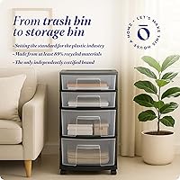 Vista 8 de HOMZ Torre de Cajones, Carrito Organizador de Almacenamiento de 4 Niveles de Plástico Transparente, Marco Negro - Cajones Rodantes Multiusos