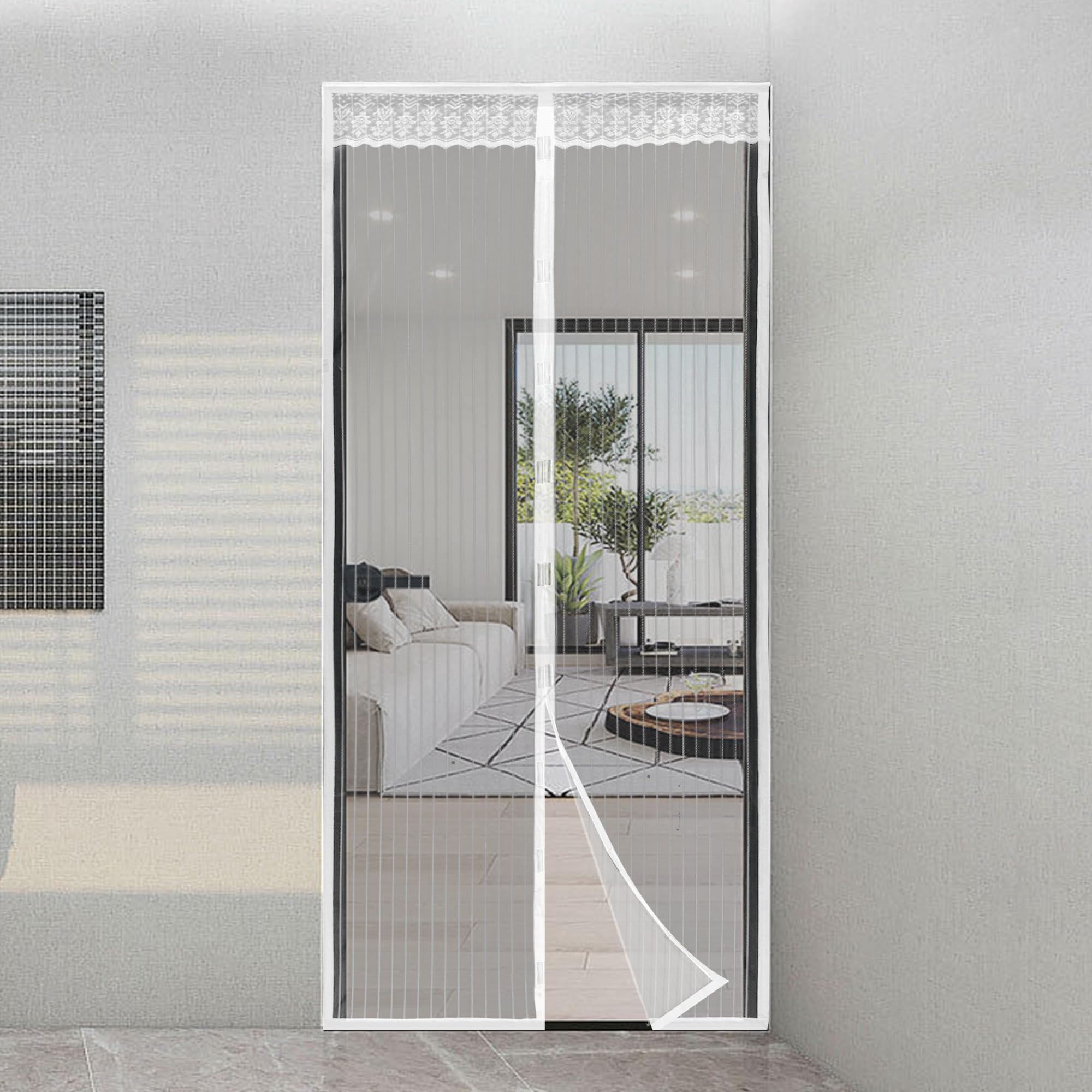 Albert AustinMagnetic Fly Screen for Doors Easy Installation Wind Resistant with Secure Magnetic Seal Closure Durable Nylon Mesh Dust Insect Blocker Door Fly Screen Curtain Keeping Bugs Out (White)