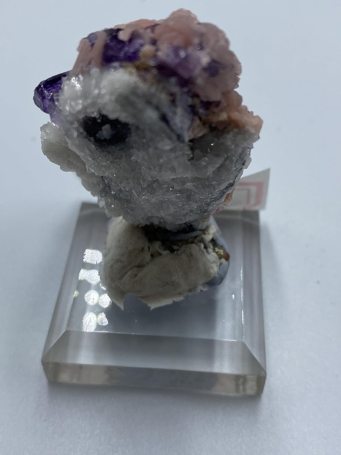Natural Rhodochrosite Fluorite with Quartz Mineral Crystal Specimen from China Rare Rough Stone Display Collection
