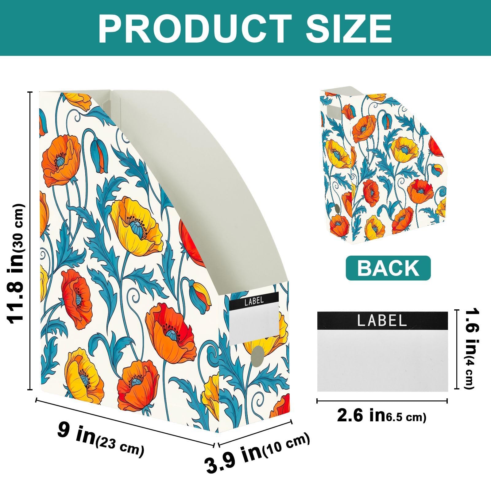 Bonito organizador de papel blanco floral estético para escritorio