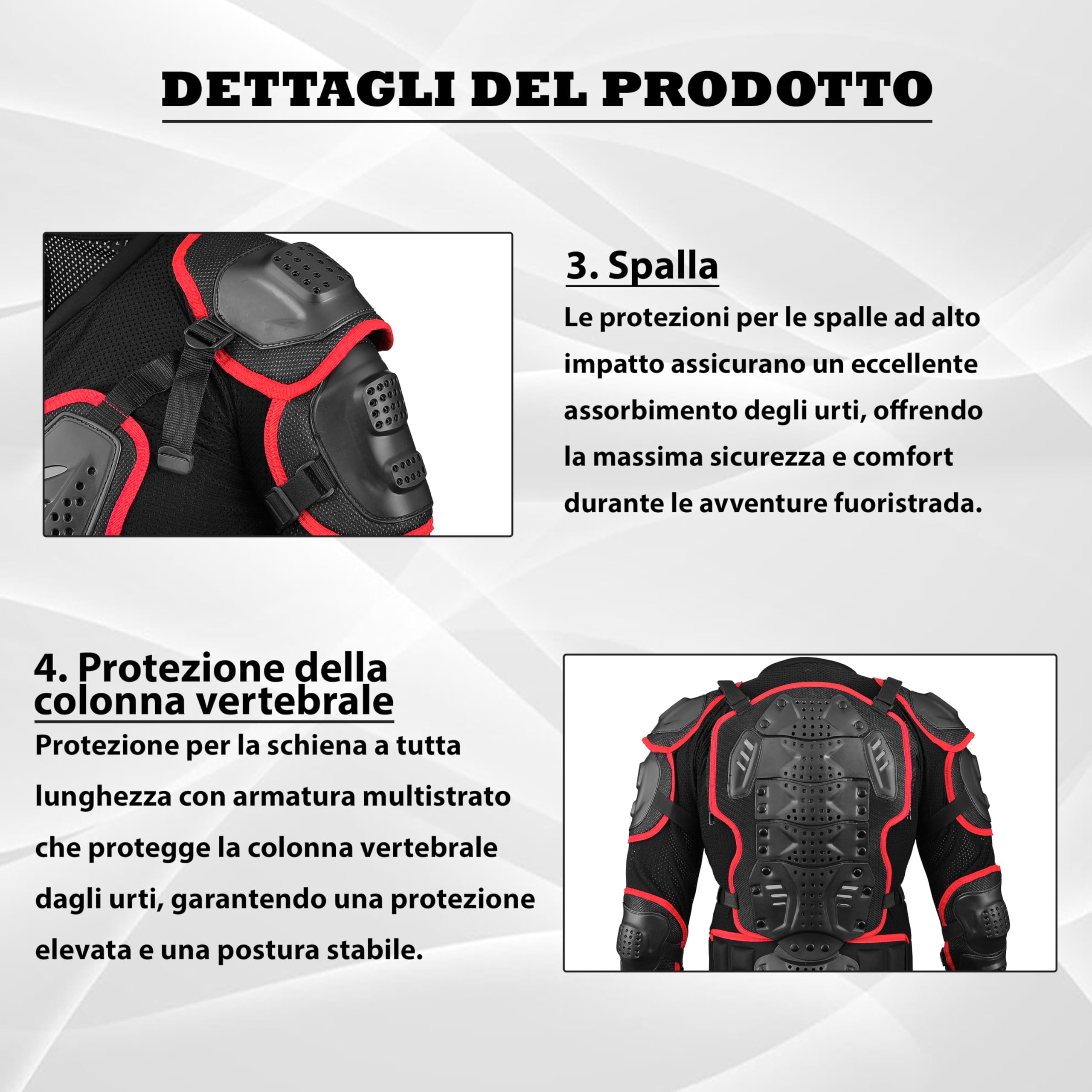 Giacca Protettiva Integrale Motocross Fuoristrada Protezione Corpetto Pettorina