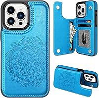 Vista 14 de MMHUO Funda para iPhone 14 con tarjetero y parte trasera magnética de flores para iPhone 14, funda protectora para iPhone 14, color oro rosa