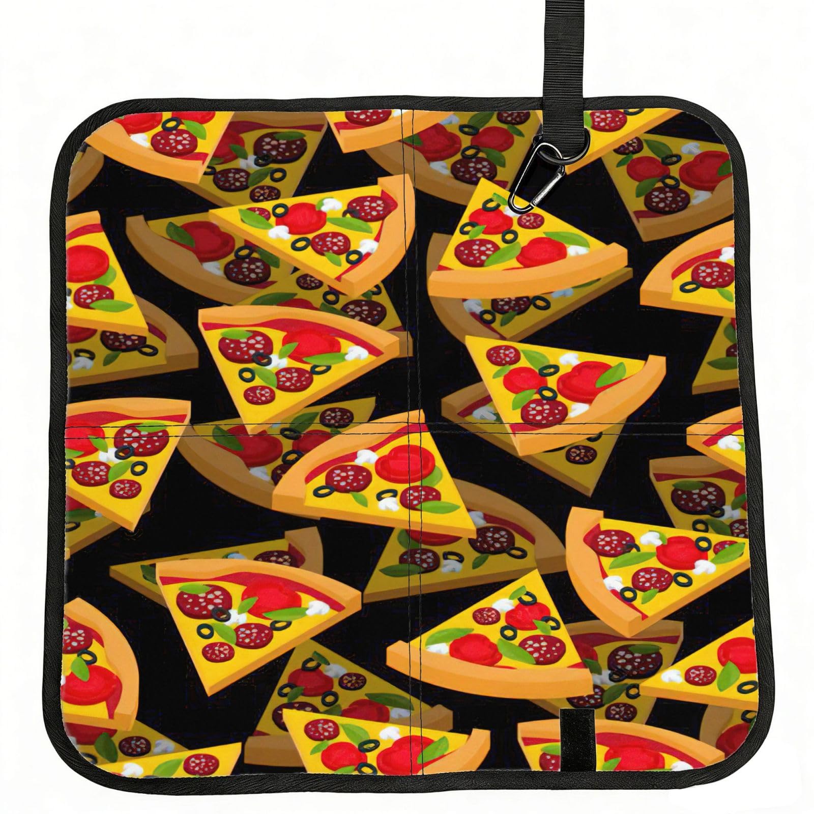 SDEGTHO Pizza 3D Printed Foldable Seat Pad with Closure, Lightweight Cushion for Airplane Travel Camping