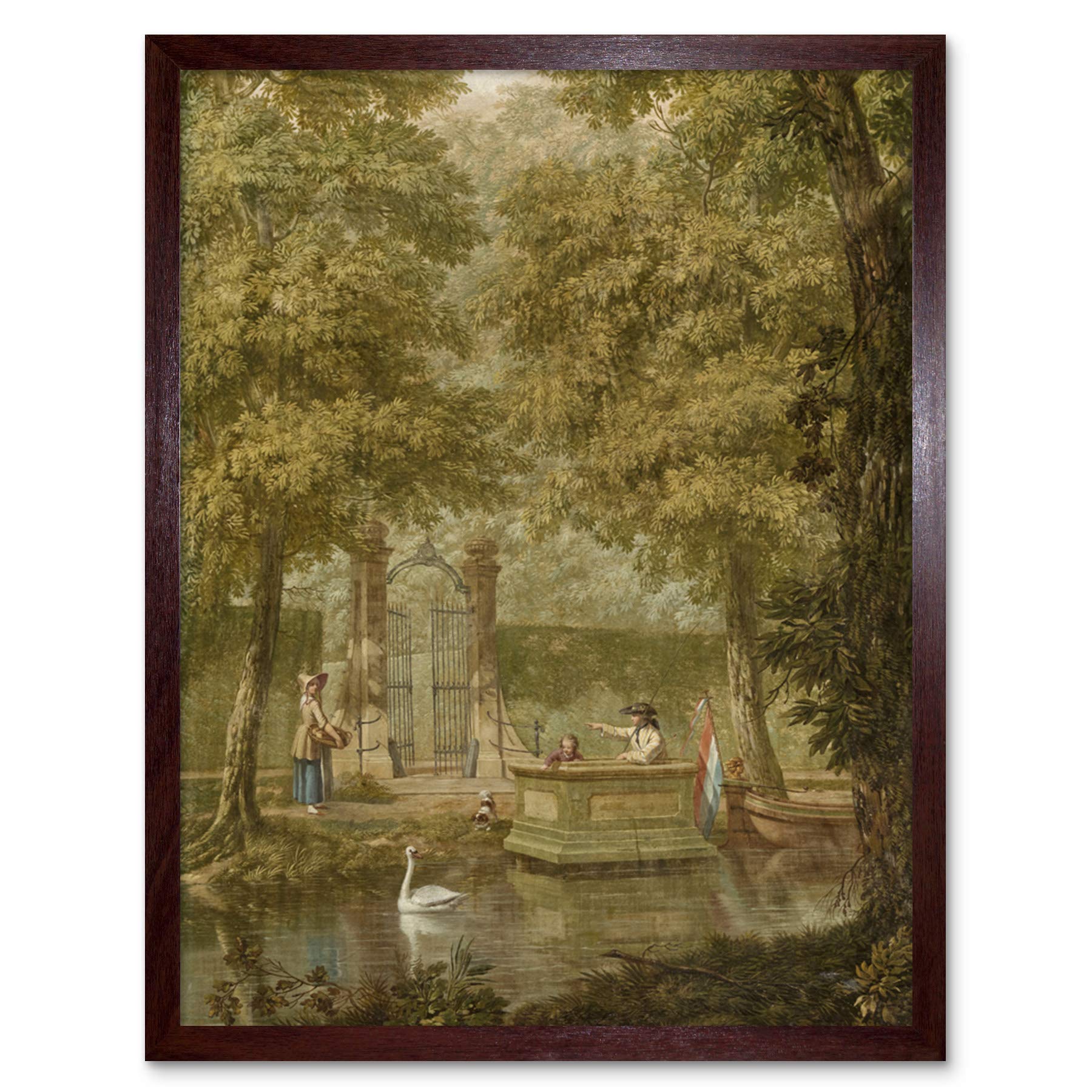Artery8 Andriessen Dutch Landscape River Boat Painting Art Print Framed Poster Wall Decor 12x16 inch