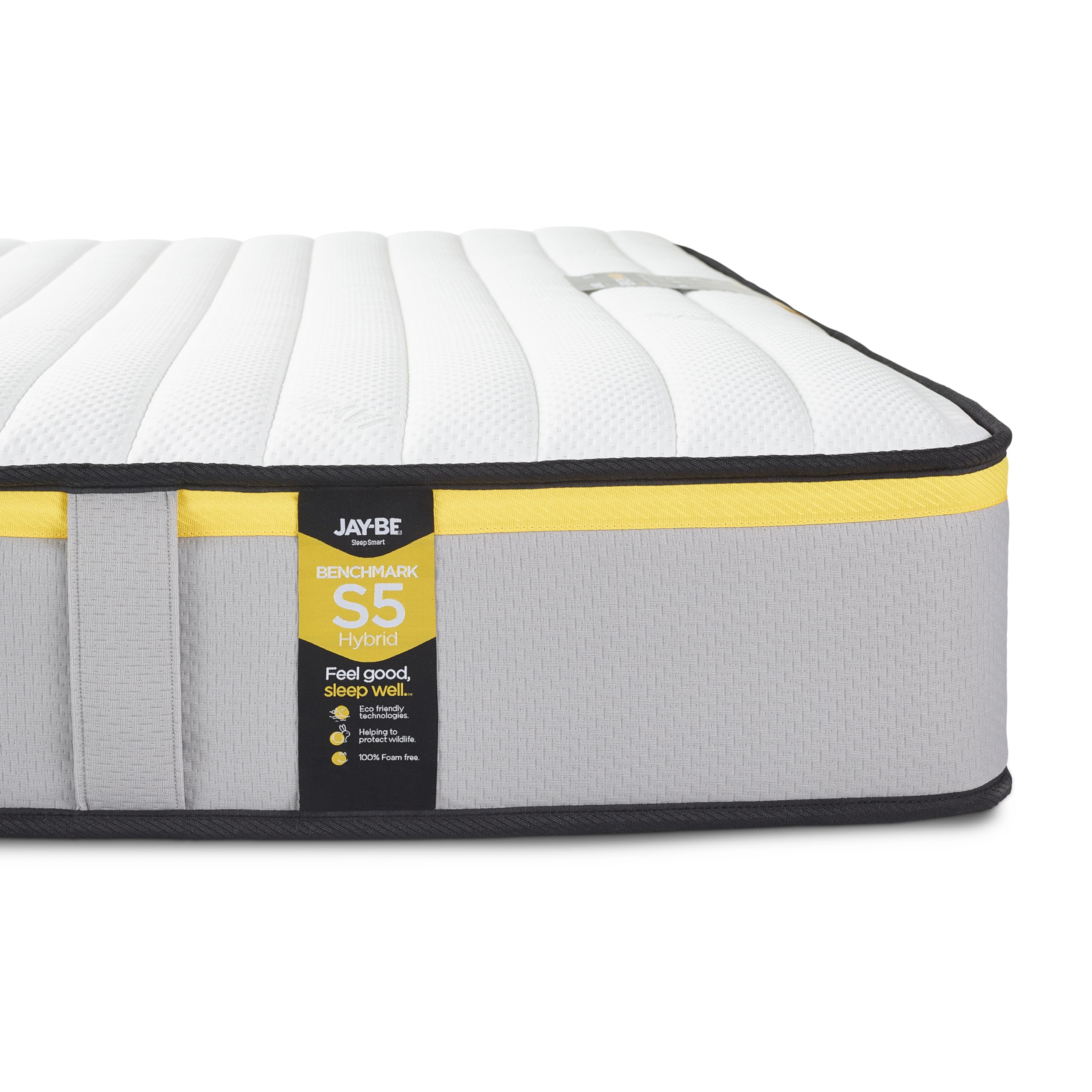 JAY-BE Benchmark S5 Mattress, 20cm Thick, Hybrid e-Sprung, Medium Mattress, 100% Foam Free, Hypoallergenic (4ft6 Double, 190 x 135 x 20cm)