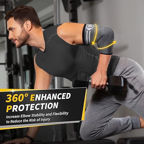 Vista 47 de CAMBIVO Paquete de 2 coderas para tendinitis, codo de tenista, manga de compresión para alivio del dolor de codo de golfistas, artritis, bursitis