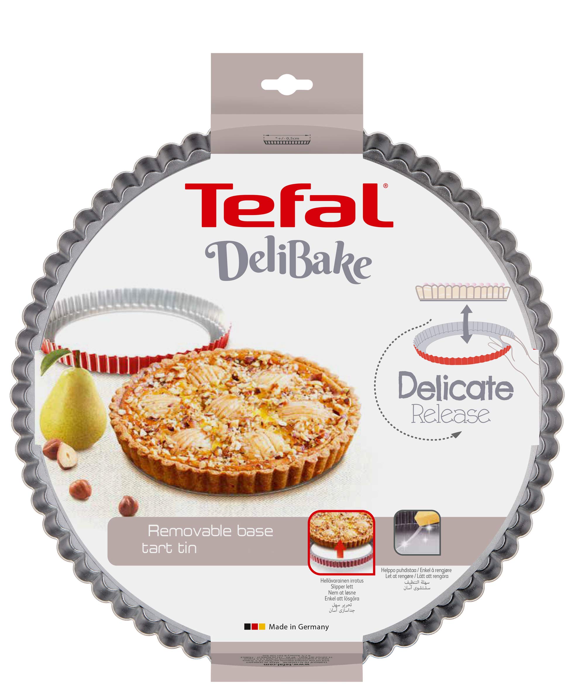 TEFAL Delibake J1641574, Forma do pieczenia tarty 28 cm, Nieprzywierająca powłoka, Wyjmowane dno, Niemiecka jakość