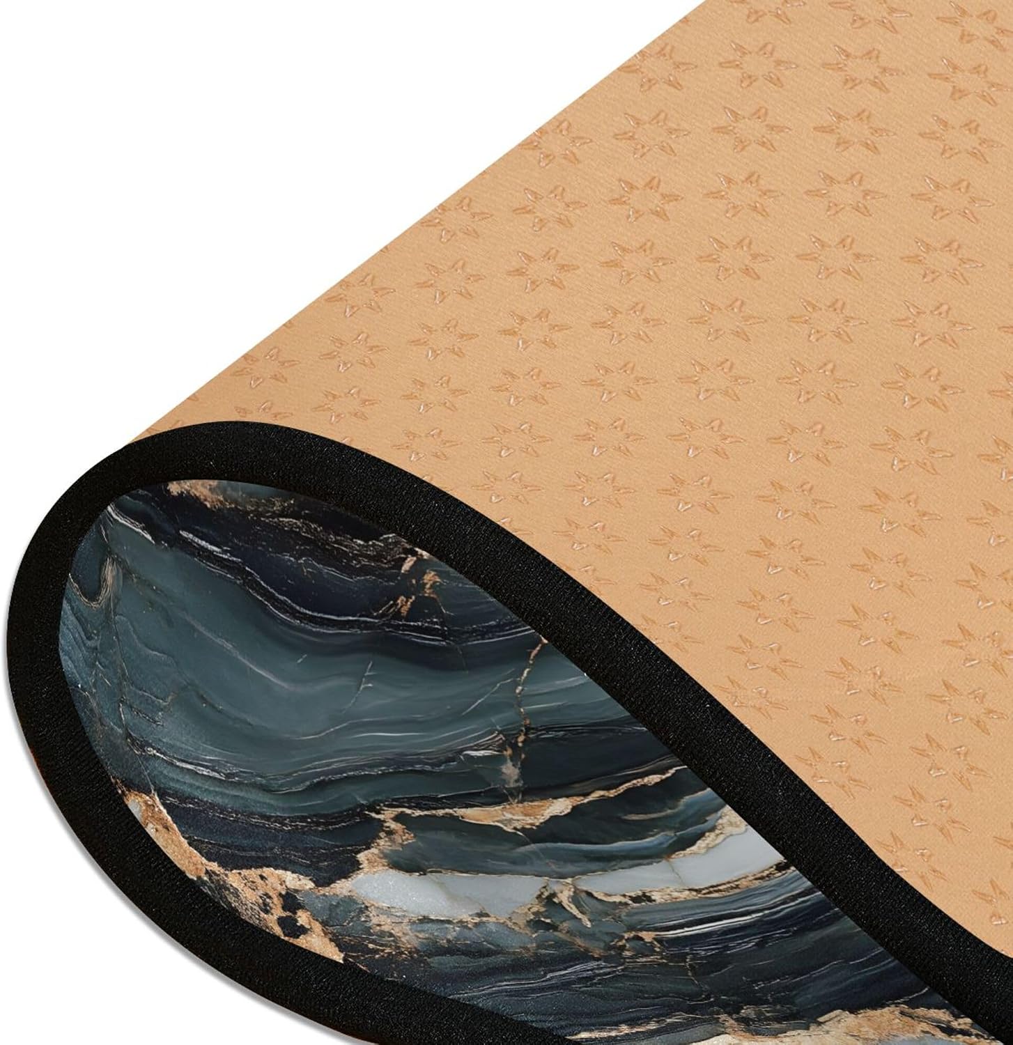 Runner Rug Non Skid Area Rugs, Gold White Black Marble Indoor Outdoor Kitchen Mats Carpet for Living Room Bedroom Home Decor 61 x 183cm