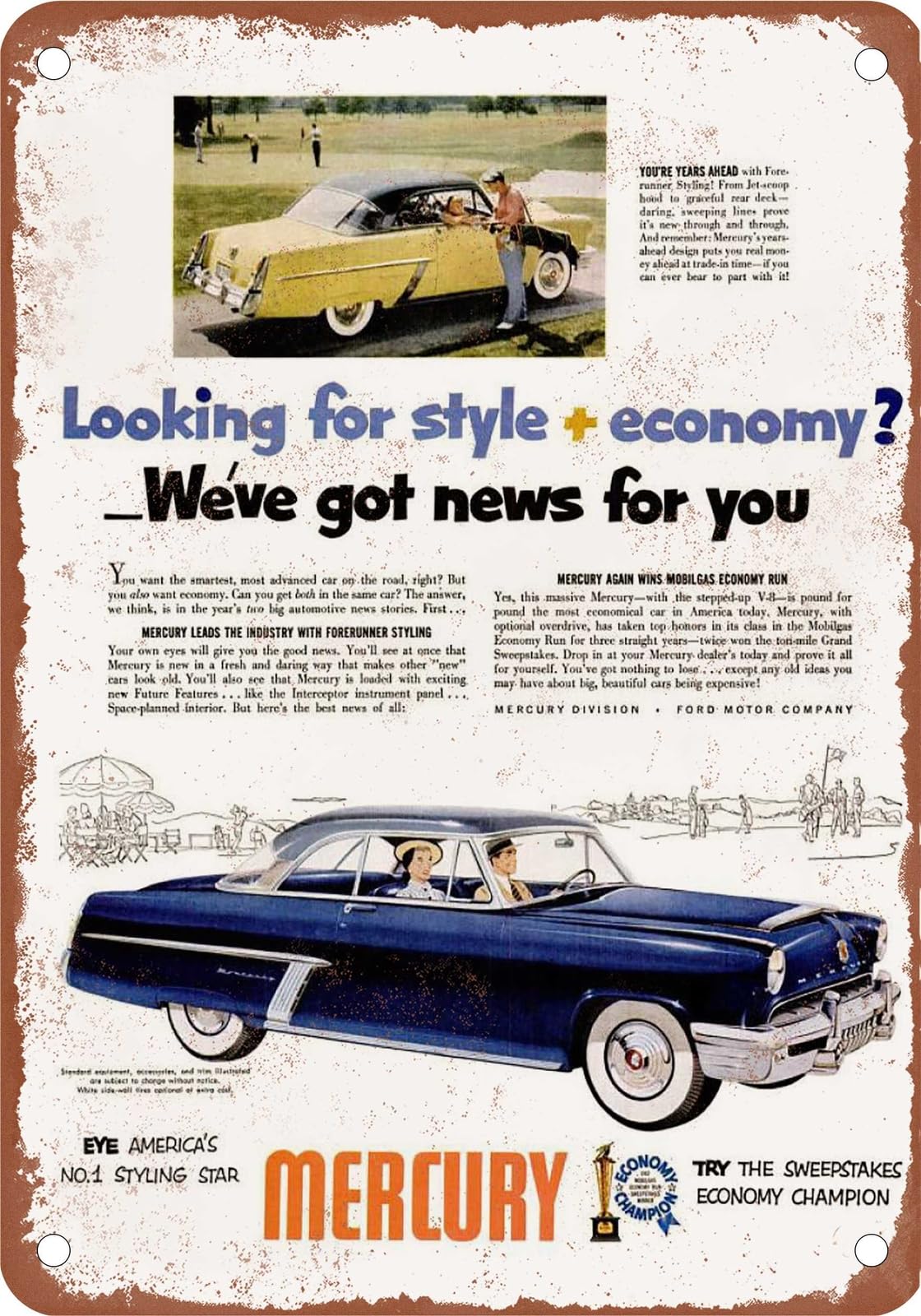 Miaomansenstore Metal Sign - 1952 Mercury Vintage Ad 01 - Old Retro Rusty Look Home Decor