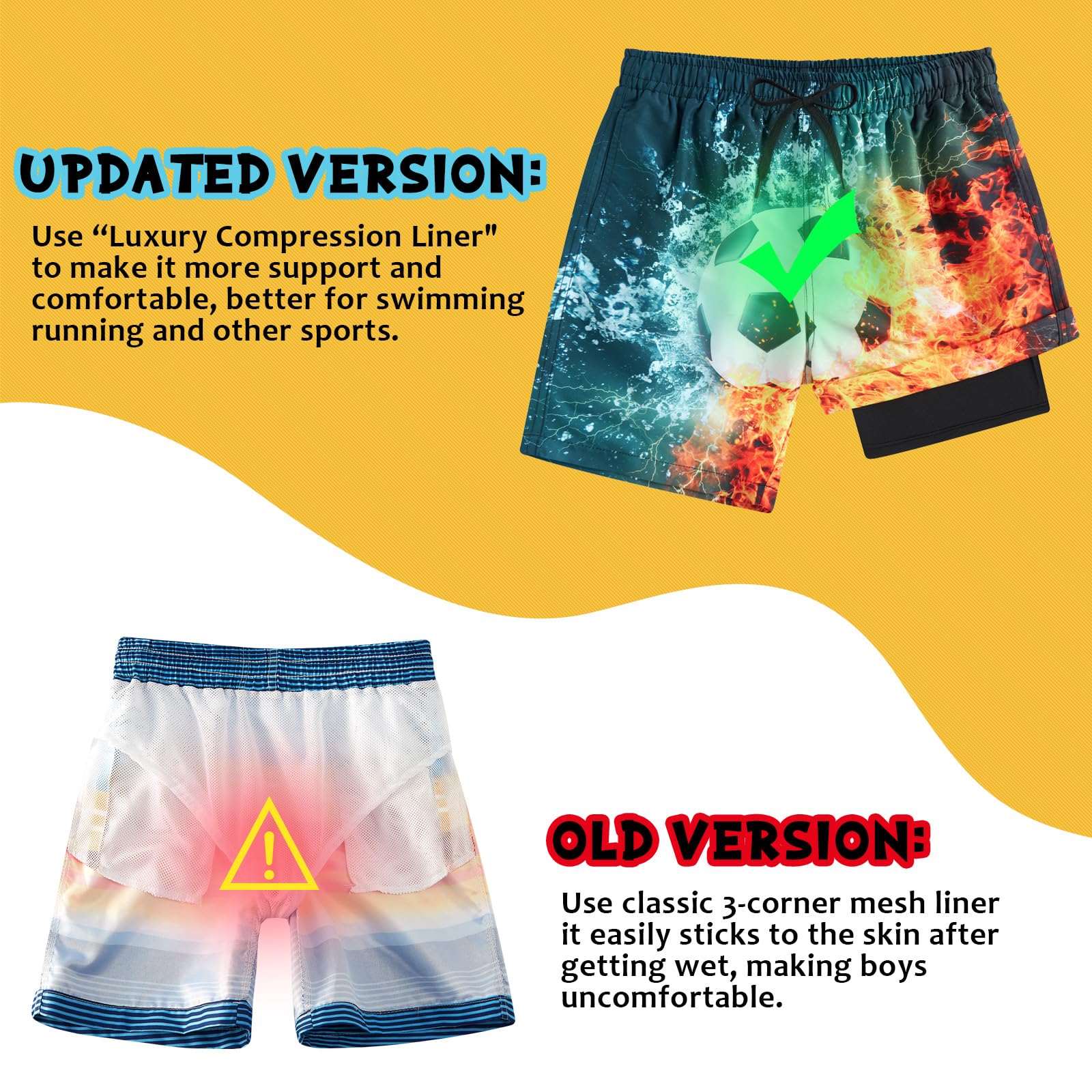 Idgreatim 5-16T Costume da bagno per ragazzi con fodera a compressione, costume da bagno estivo da spiaggia ad asciugatura rapida