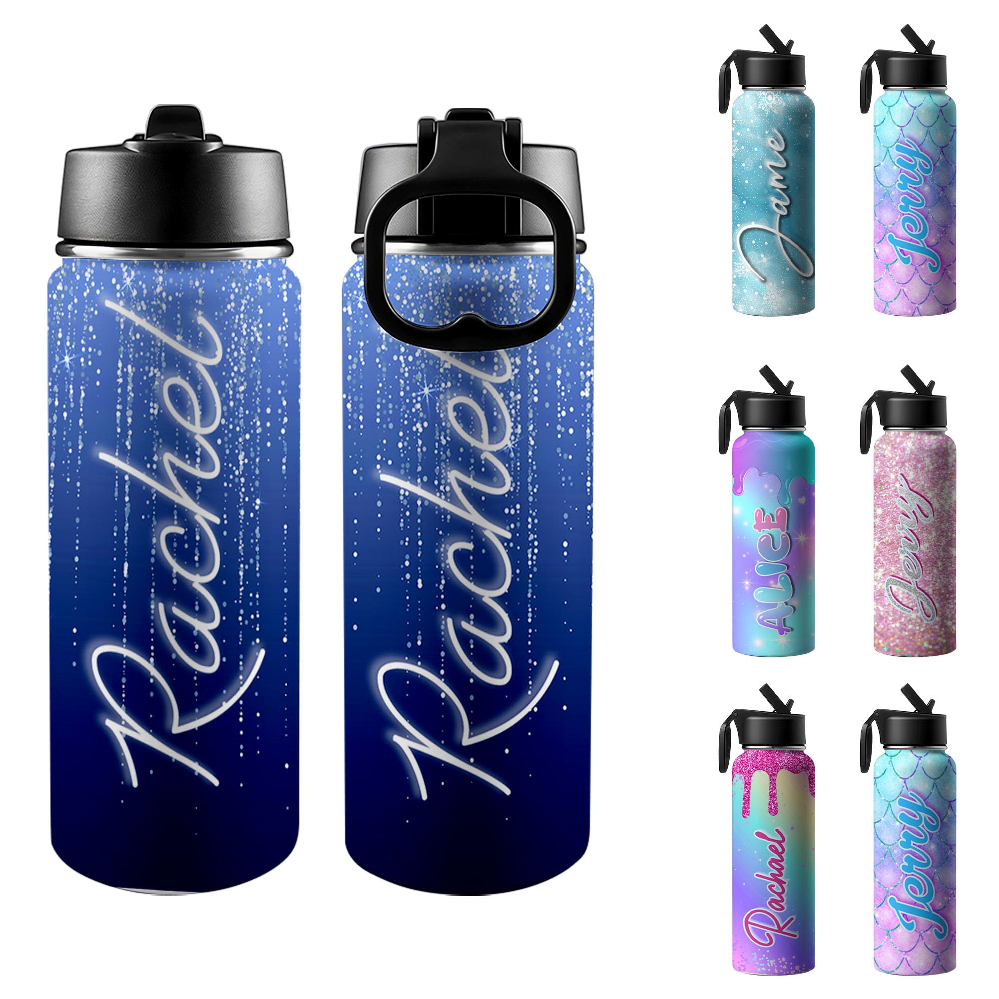 Stainless Steel Reusable Waterbottle Gifts for School Girls Boys Men Women,Personalized Water Bottles for Kids,18 oz Custom Name Insulated Water