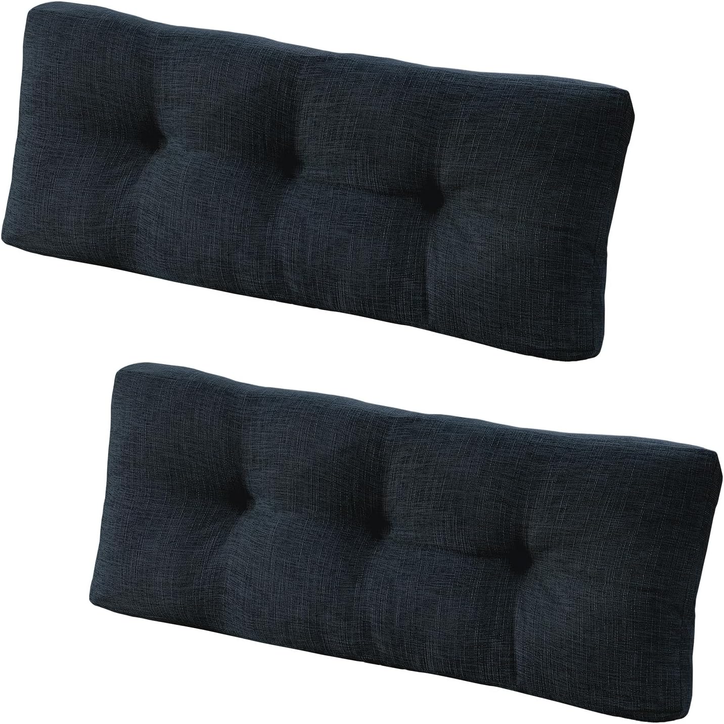 downluxe Indoor Bench Cushion for Indoor Furniture, Non-Slip Tufted Overstuffed Textured Foam Bench Seat Cushion, 36" X 14" X 4", Navy, 2 Pack