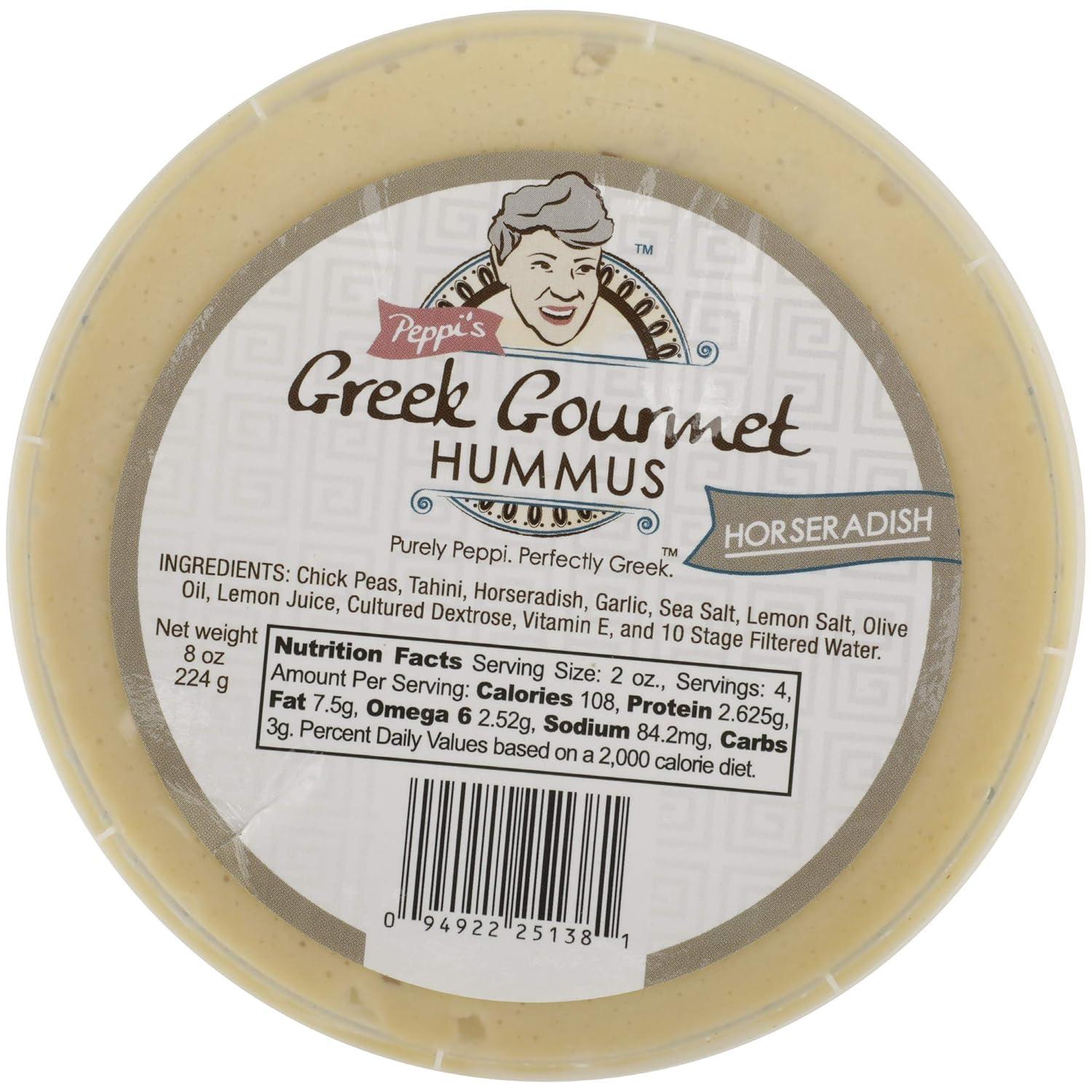 THE GREEK GOURMET Hummus Horseradish, 8 OZ Grocery
